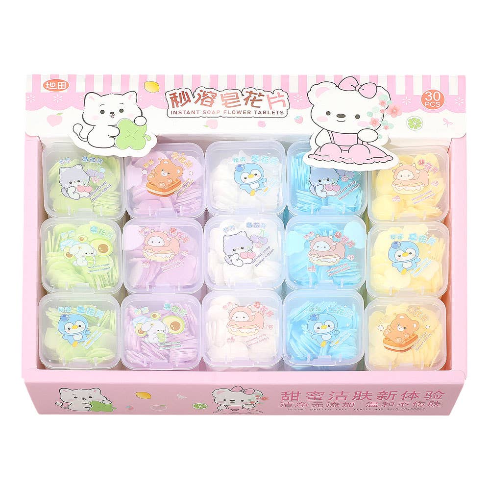 30PCS - Cute Animal Instant Soap Flower Tablets