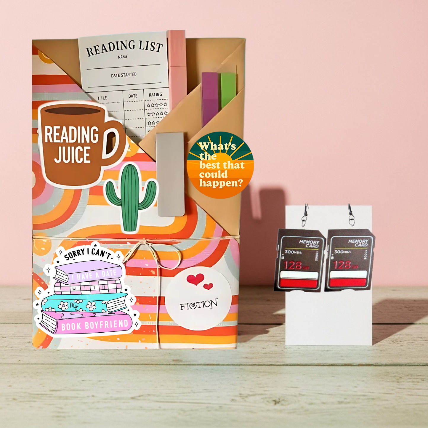 Blind Date Book & Earrings Gift Set – Wholesale Bestseller: Dice Tangerine Glow Earrings / Fiction