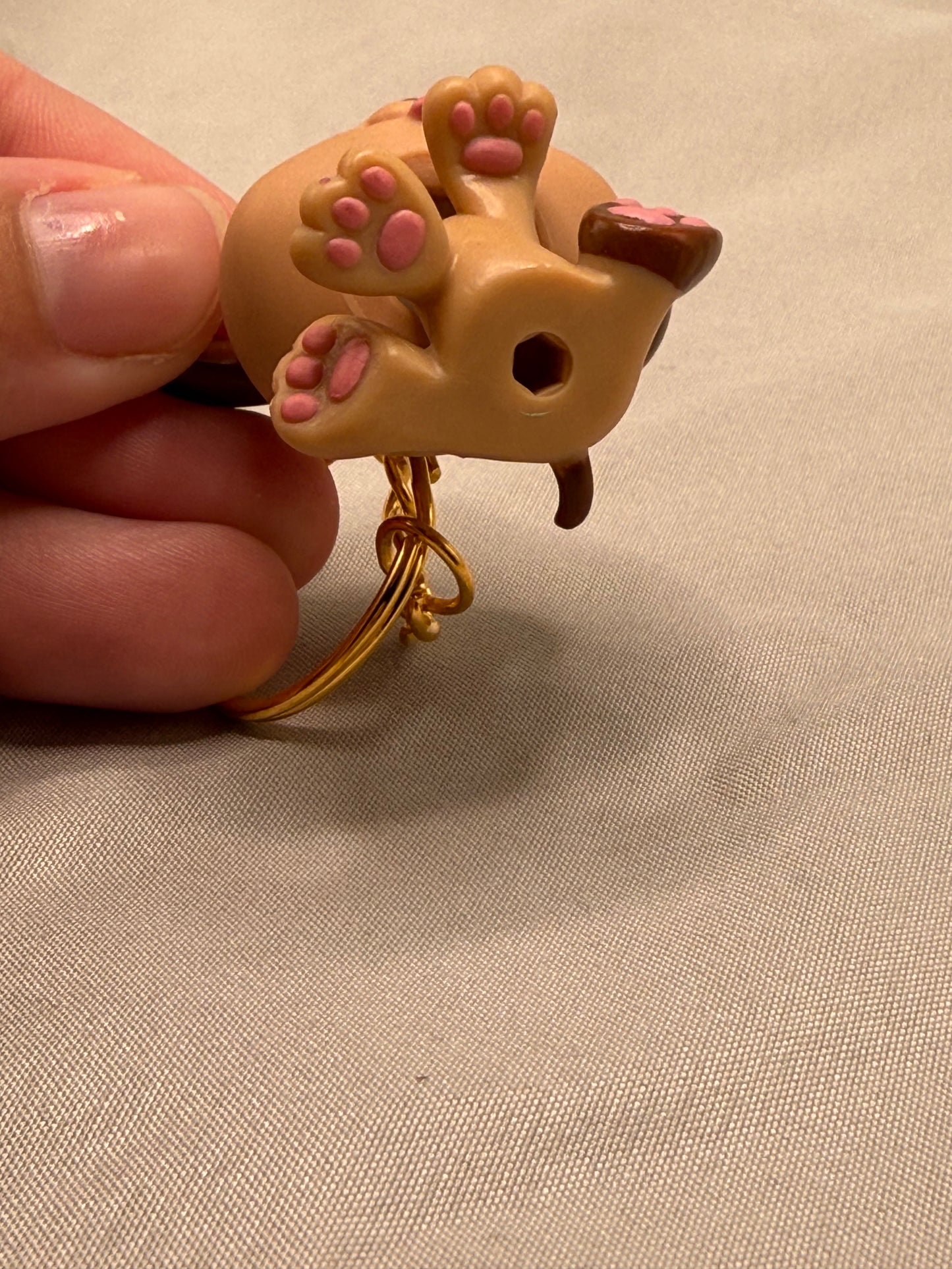 Puppy Dog Keychain | Brown Spaniel Teal Eyes Gold Keyring | Y2K Retro Toy Charm