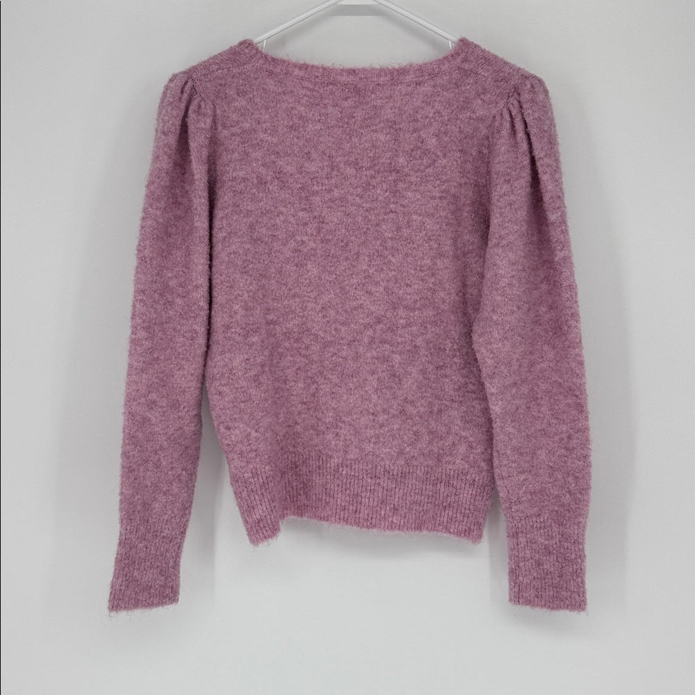 ASTR The Label Pink Marl Fuzzy V-Neck Sweater Size Medium NWT