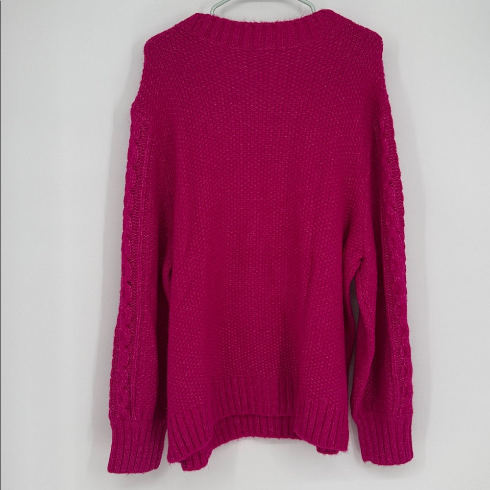 Talbots Hot Pink Barbie Pink Cable Knit Sweater Women's Size 3X Cozy Soft