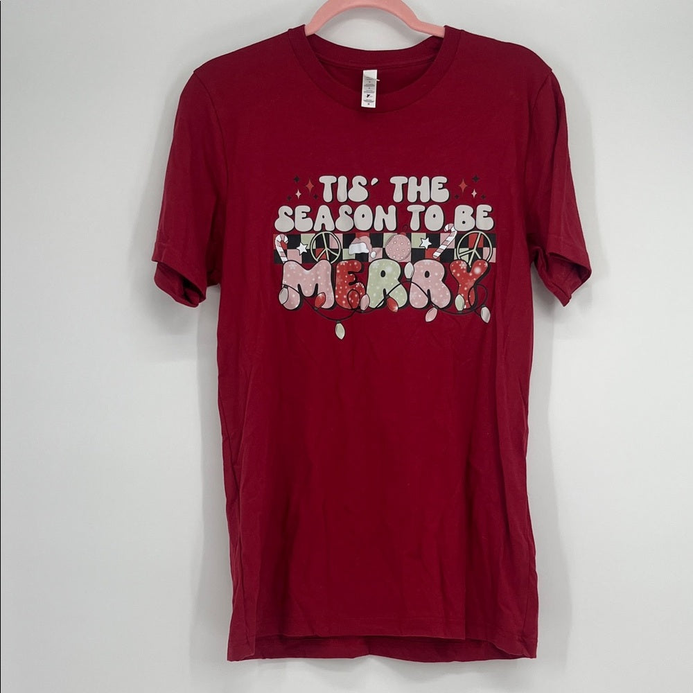 “Tis’ The Season To Be Merry” Christmas Graphic Tee Size M