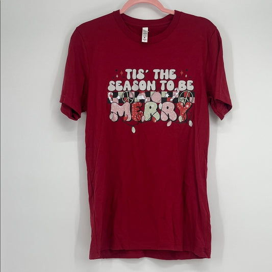 “Tis’ The Season To Be Merry” Christmas Graphic Tee Size M