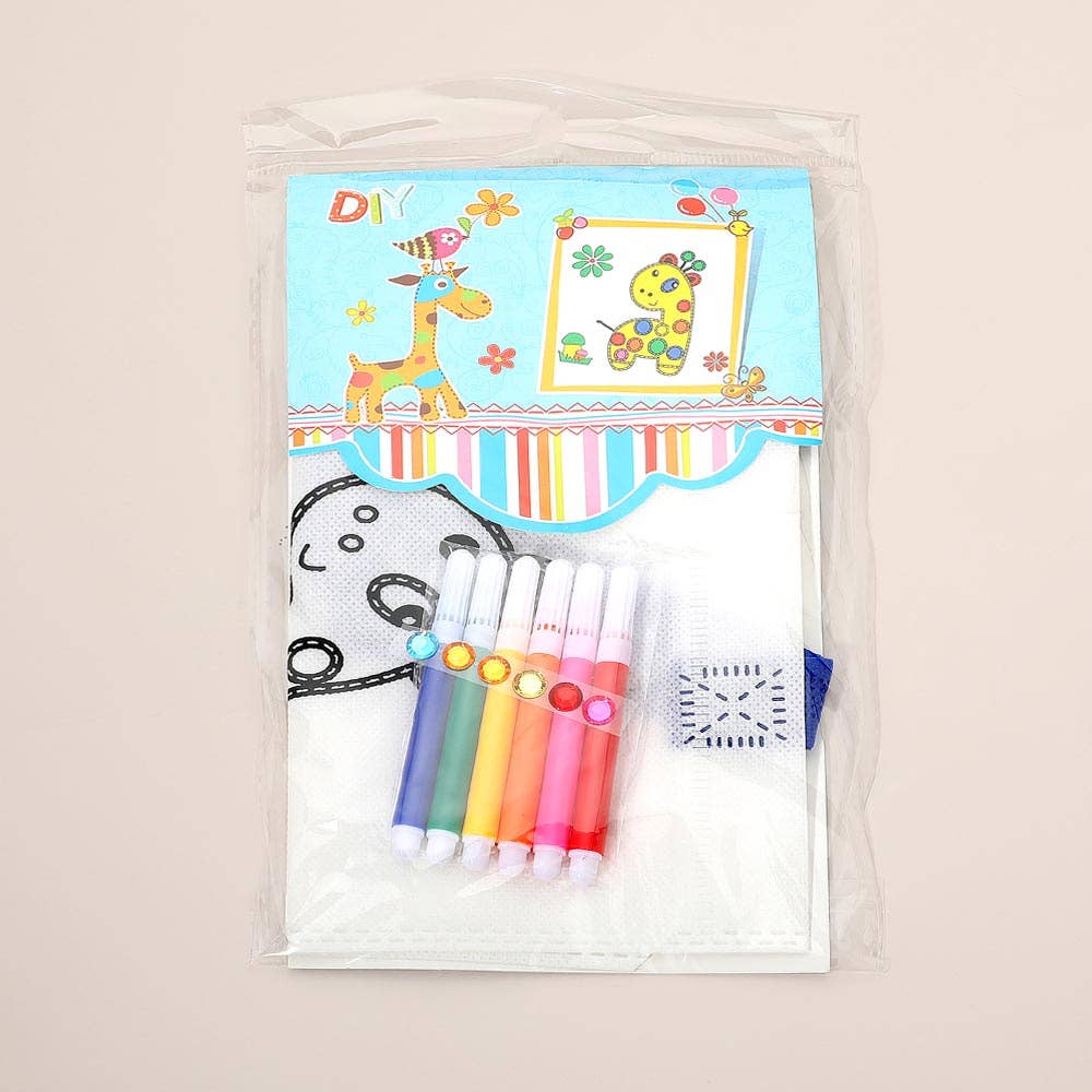 12PCS - Kids DIY Giraffe Graffiti Tote Bag Art Kit