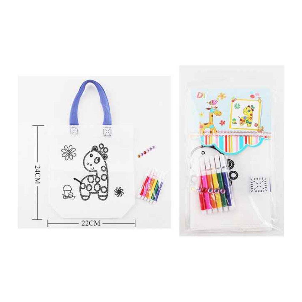 12PCS - Kids DIY Giraffe Graffiti Tote Bag Art Kit