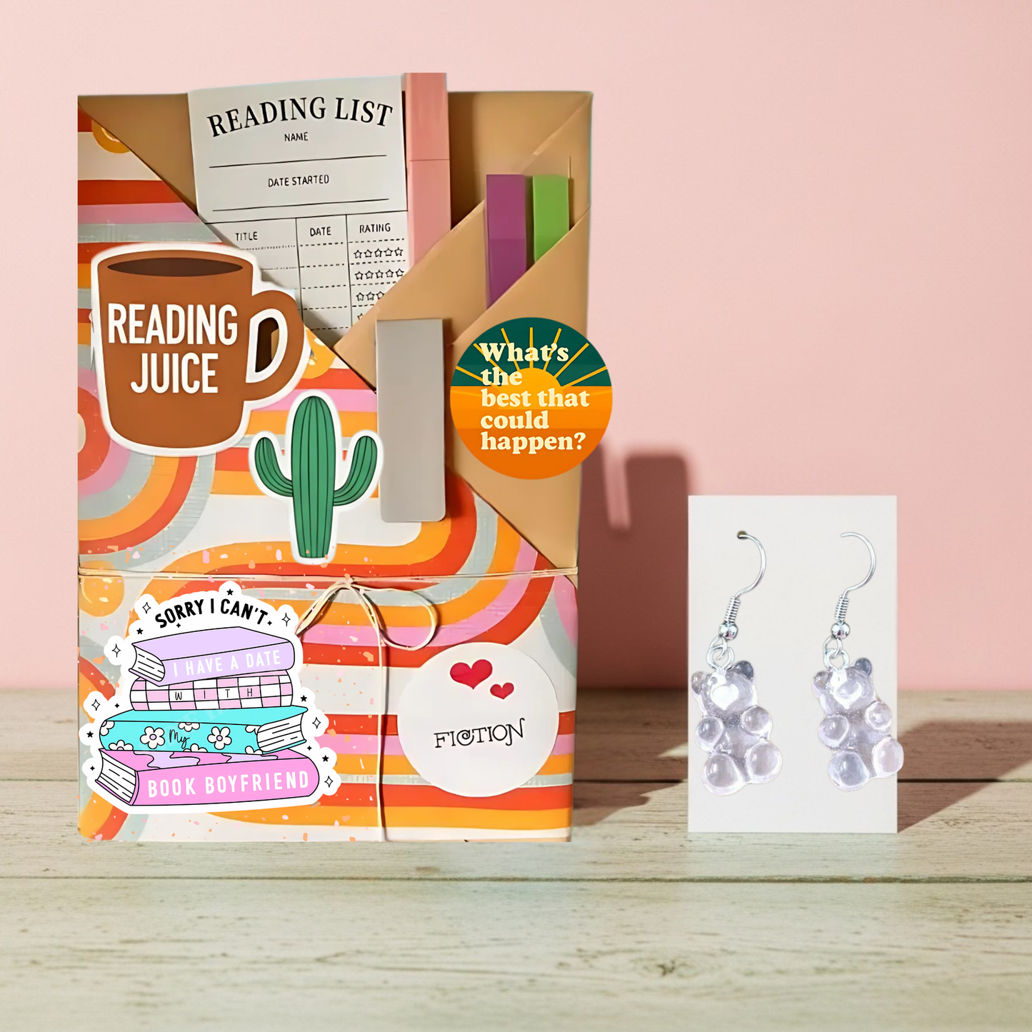 Blind Date Book & Earrings Gift Set – Wholesale Bestseller: Gummy Bear White Earrings / Fiction