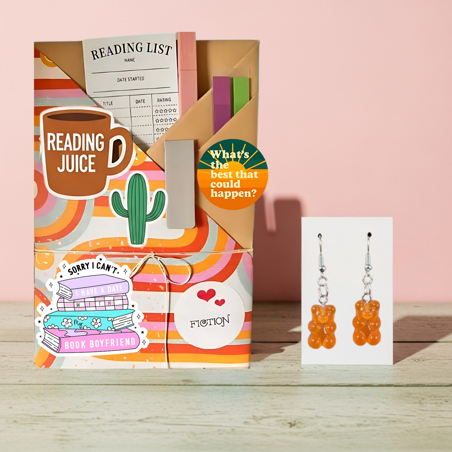 Blind Date Book & Earrings Gift Set – Wholesale Bestseller: Gummy Bear Orange Earrings / Fiction