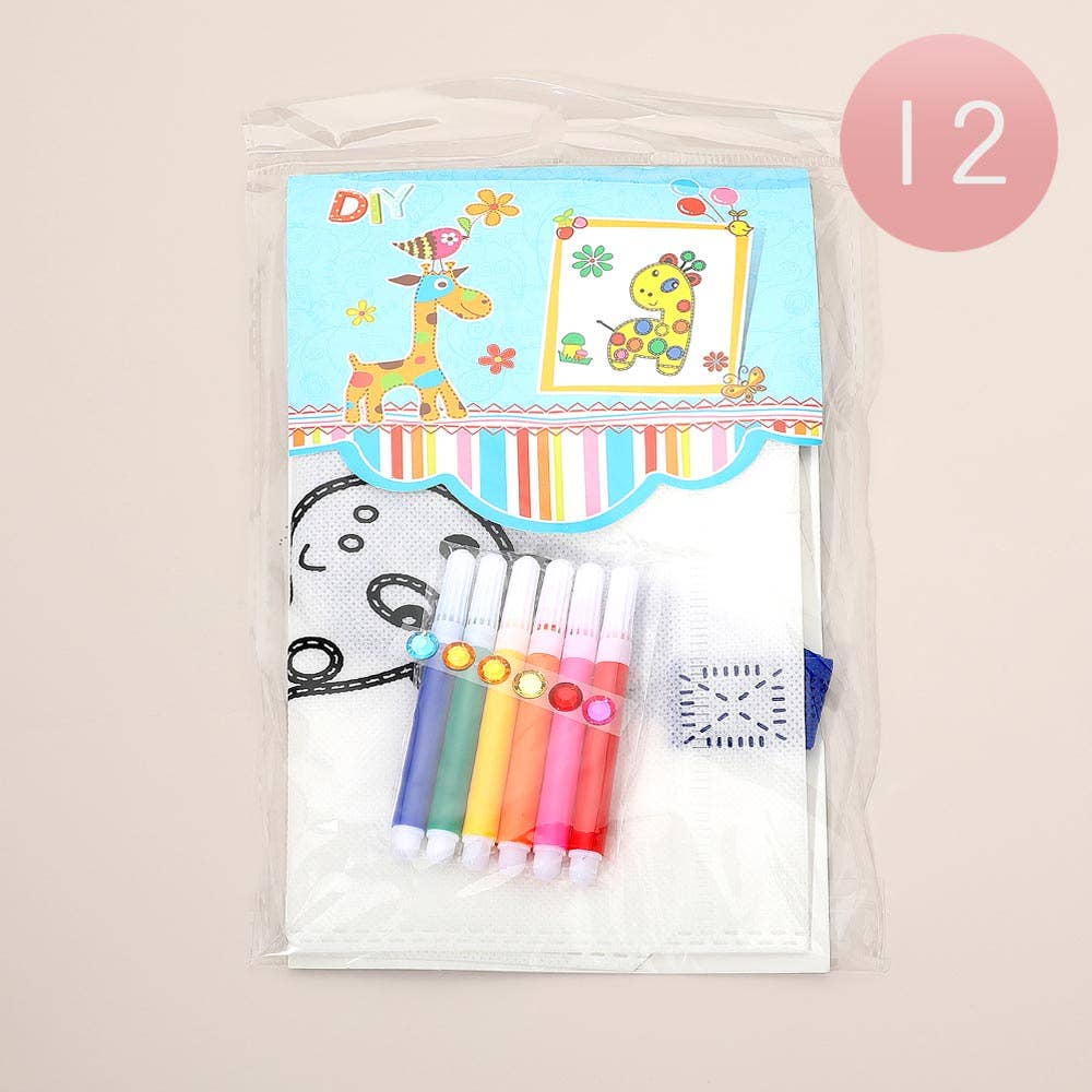 12PCS - Kids DIY Giraffe Graffiti Tote Bag Art Kit