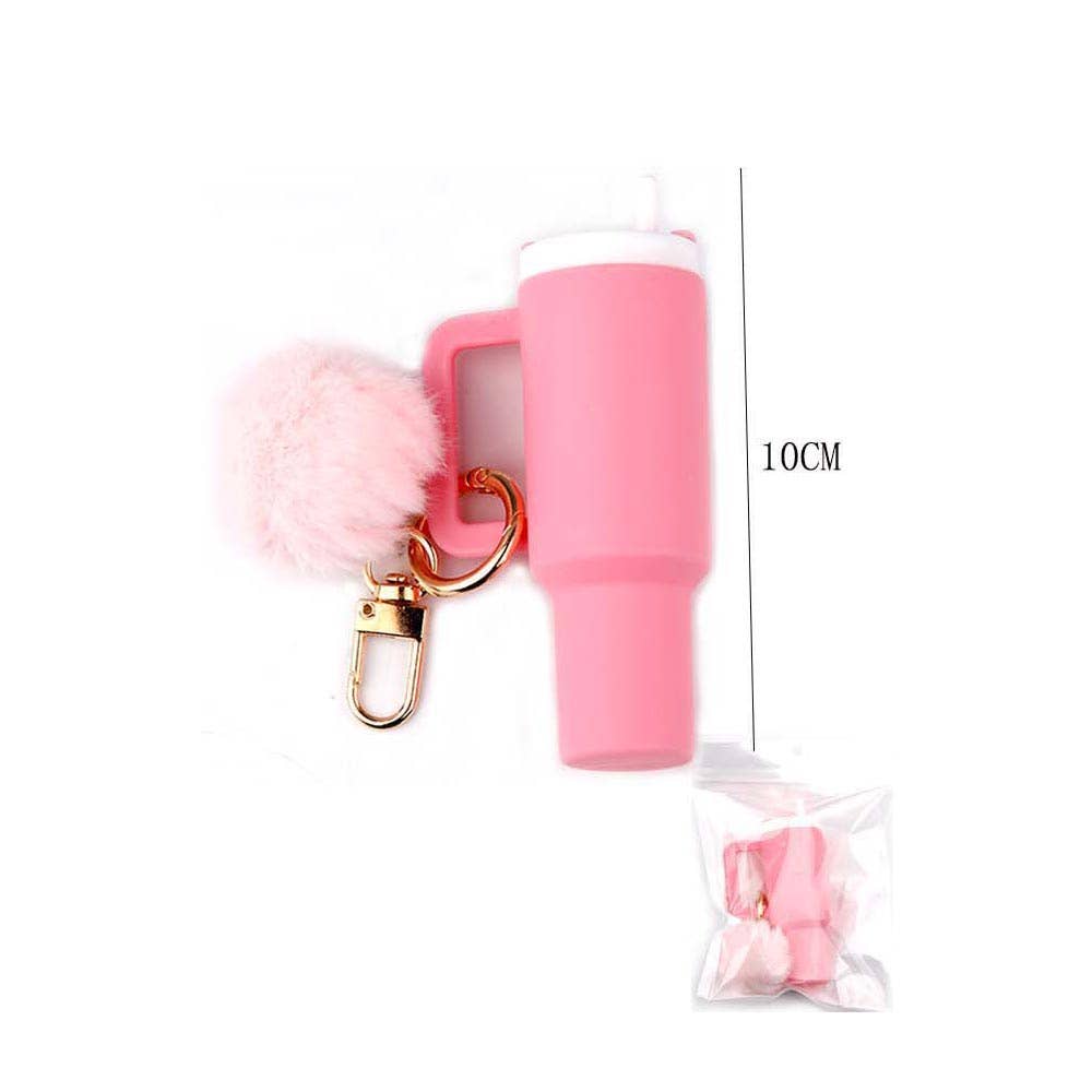 12PCS - Pom Pom Mini Tumbler Keychain Bag Charms