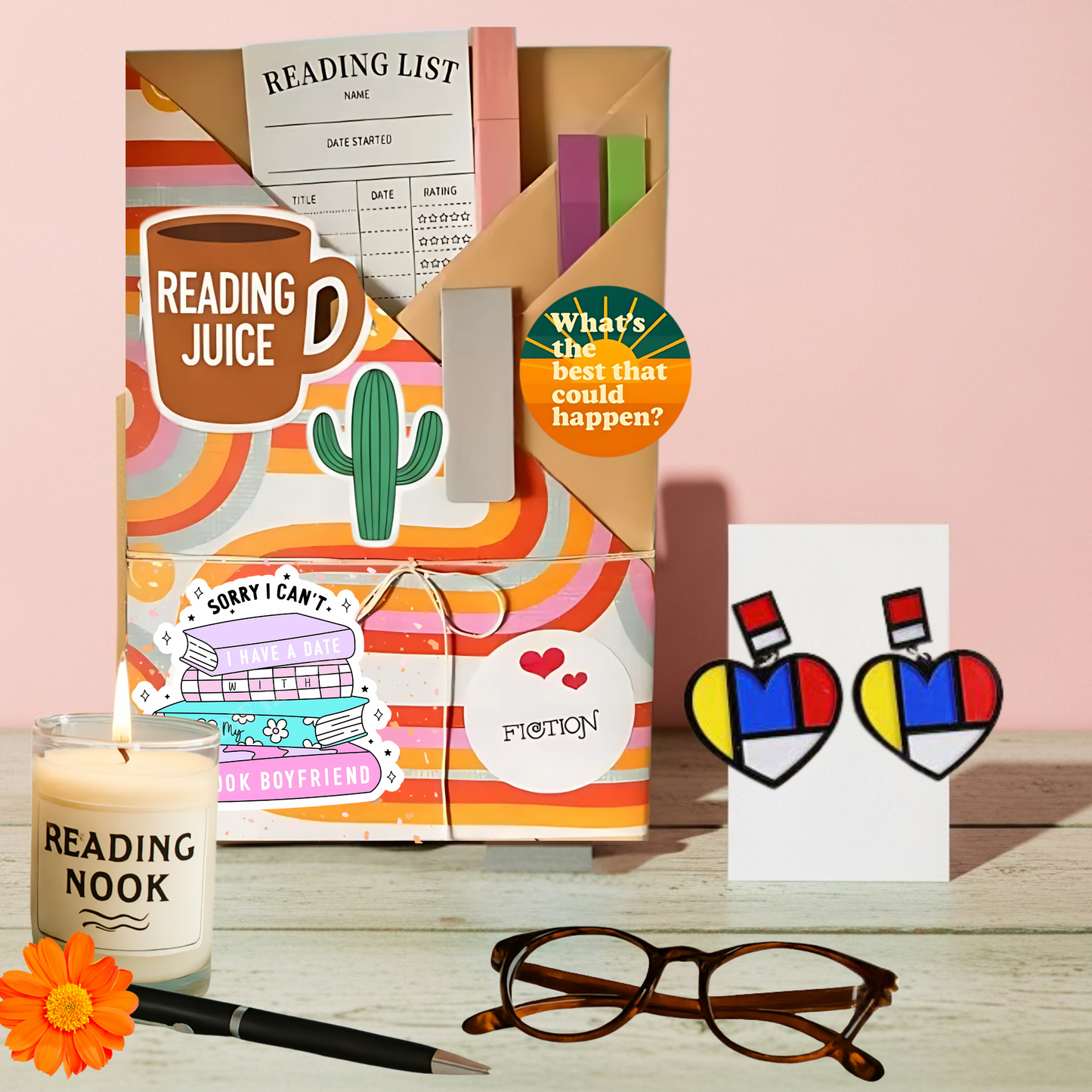 Blind Date Book & Earrings Gift Set – Wholesale Bestseller: Dice Tangerine Glow Earrings / Fiction