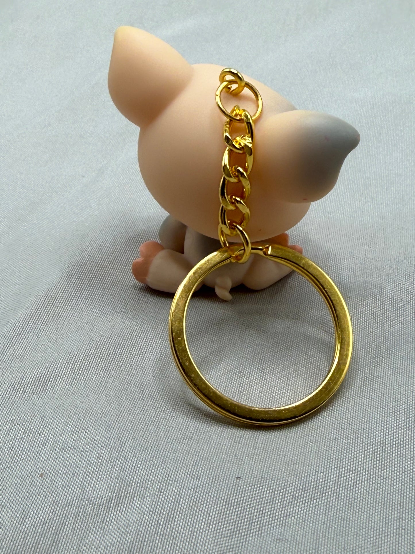 Pig Keychain | Pink Pig Amber Eyes Gold Keyring | Y2K Retro Toy Charm