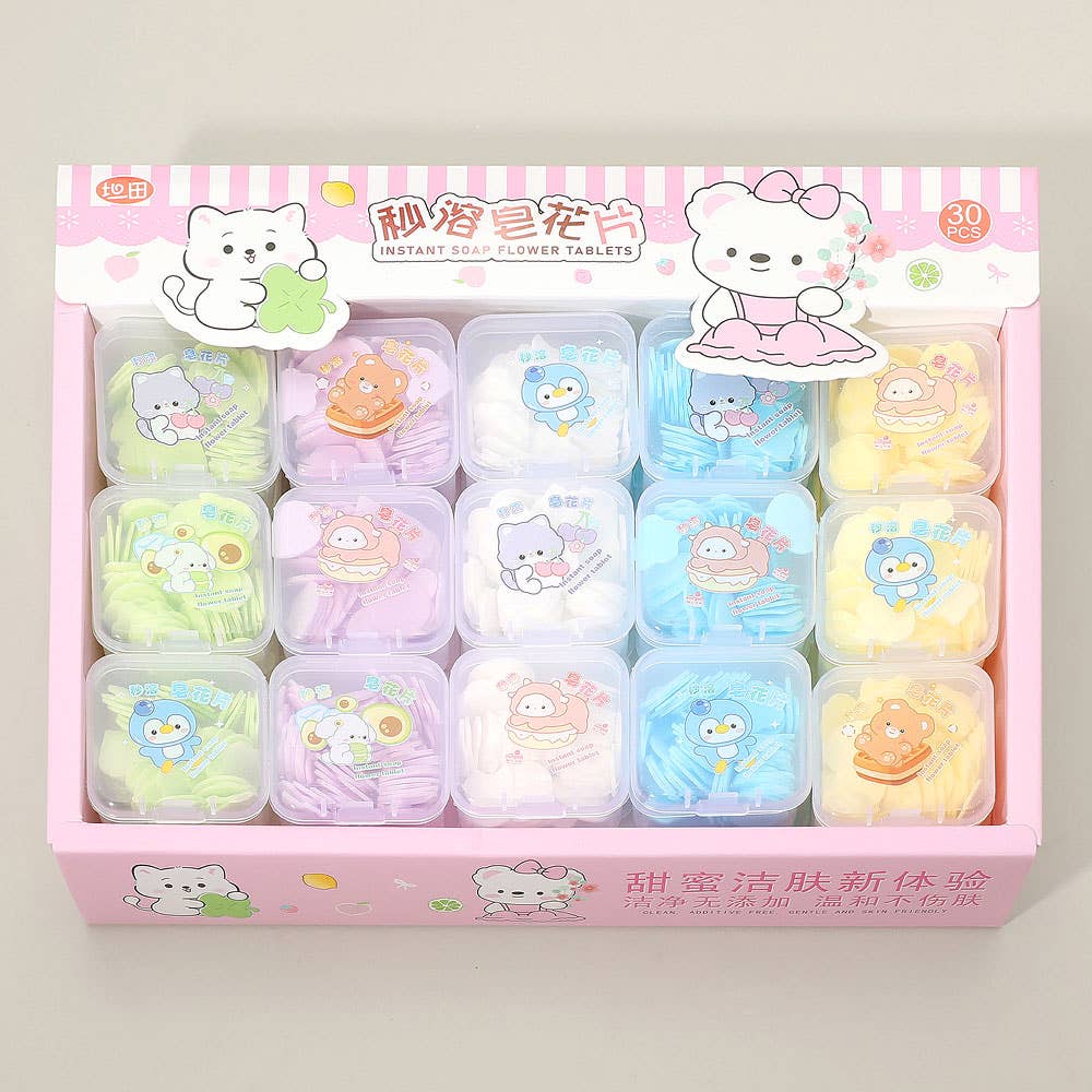 30PCS - Cute Animal Instant Soap Flower Tablets
