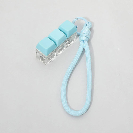 Light Up LED Stress Relief Cube Keyboard Bag Charm: Light Blue