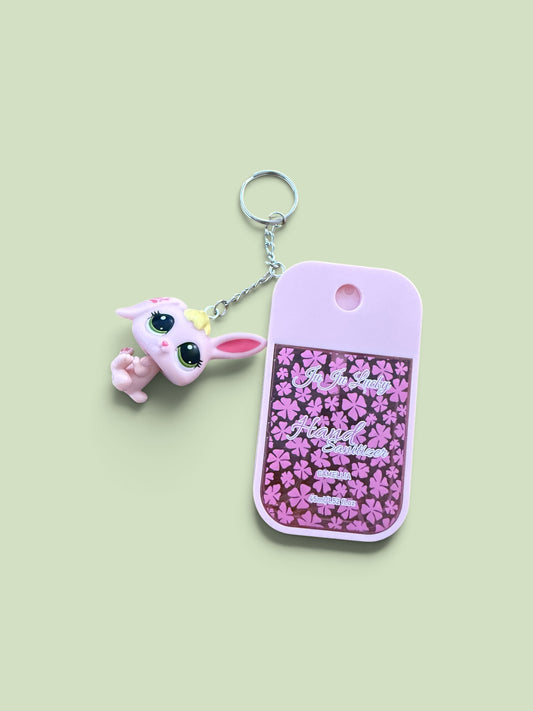 LPS Keychain – Authentic Littlest Pet Shop Bunny with Working Spray Hand Sanitizer