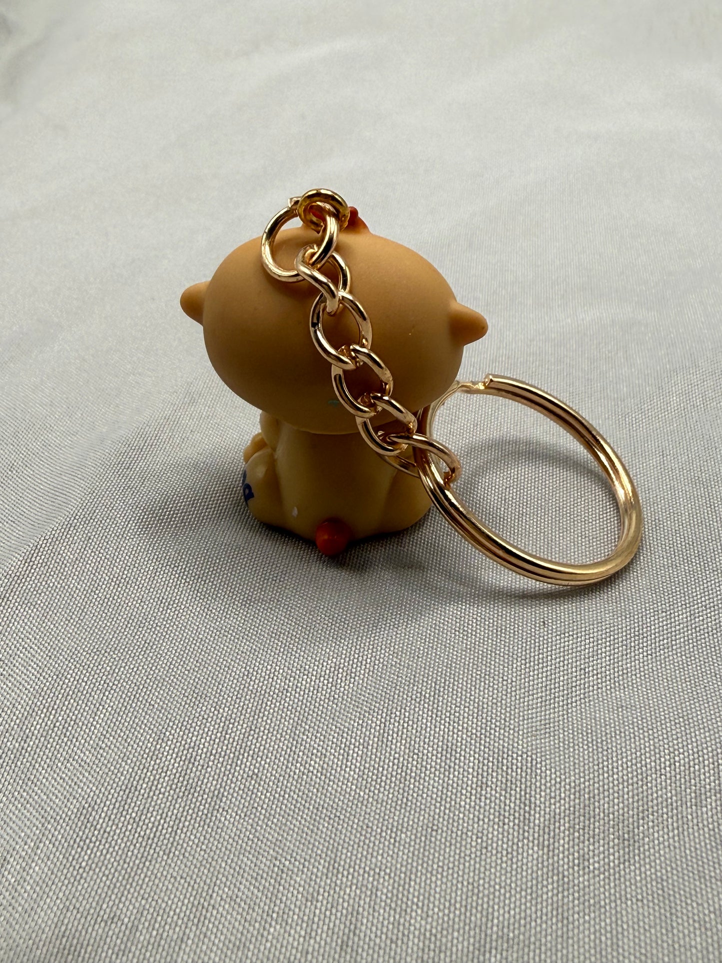 Hamster Keychain | Y2K Pet Club Tan Purple Eyes Gold Keyring | Y2K Retro Toy Charm