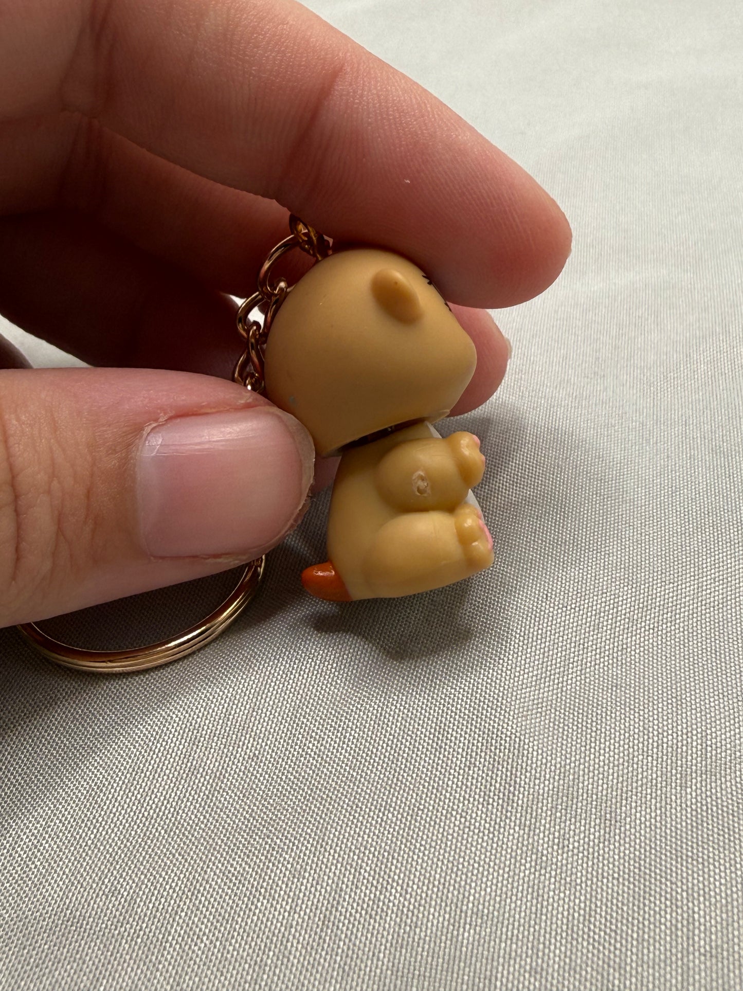Hamster Keychain | Y2K Pet Club Tan Purple Eyes Gold Keyring | Y2K Retro Toy Charm