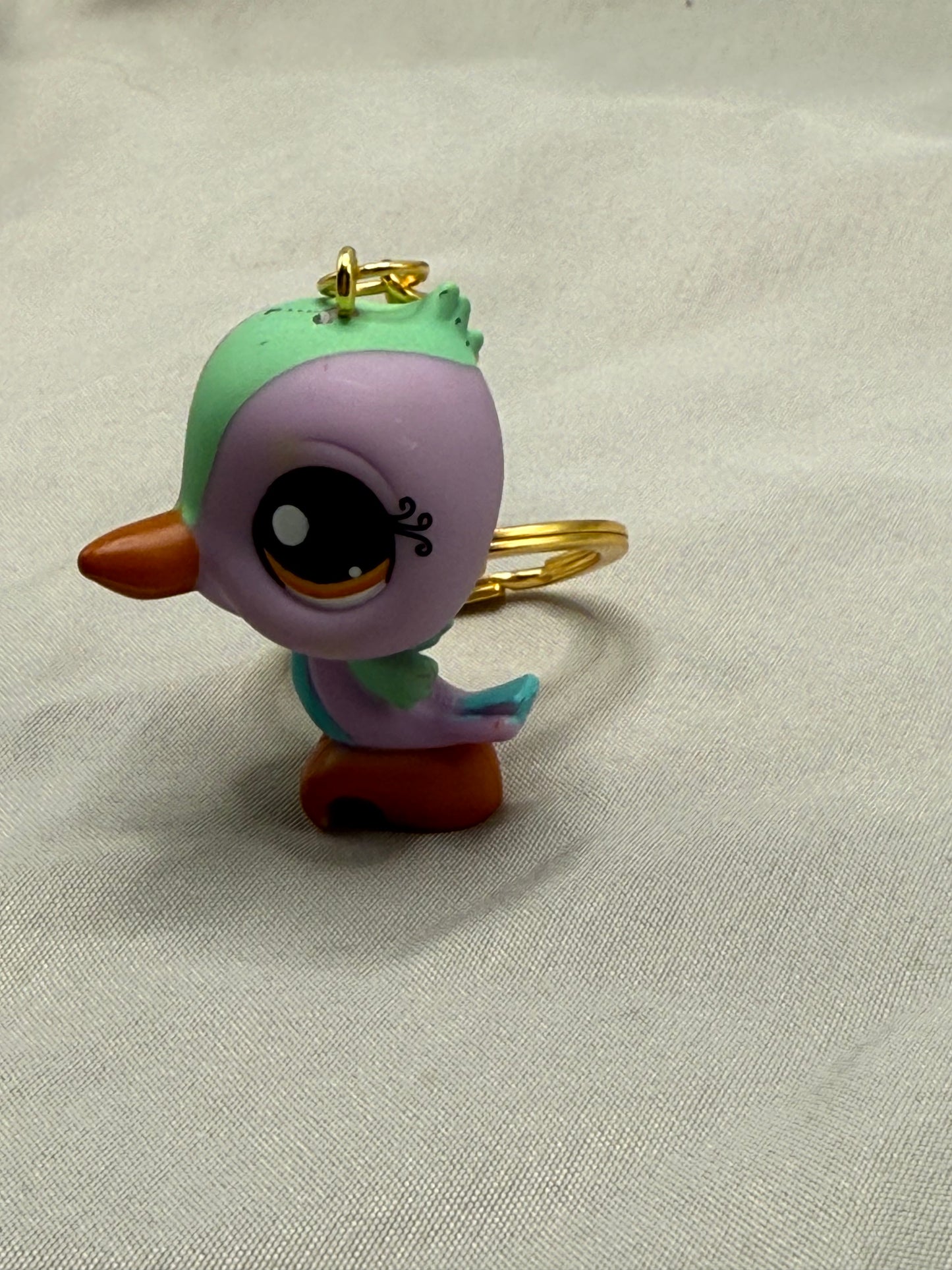 Bird Keychain | Y2K Pet Club Purple Mint Green Parakeet Gold Eyes | Y2K Retro Toy Charm Accessory