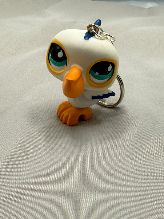 Seagull Bird Keychain | White Orange Beak Teal Eyes Blue Crest | Y2K Retro Toy Charm