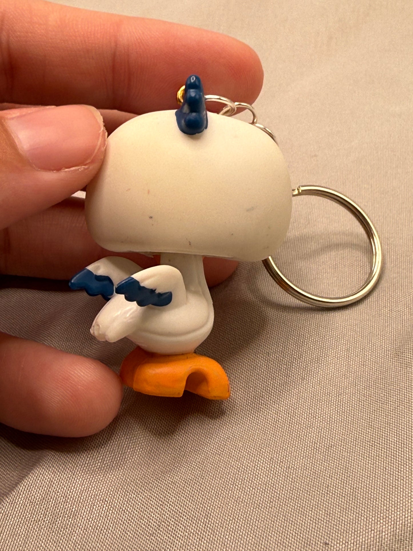 Seagull Bird Keychain | White Orange Beak Teal Eyes Blue Crest | Y2K Retro Toy Charm