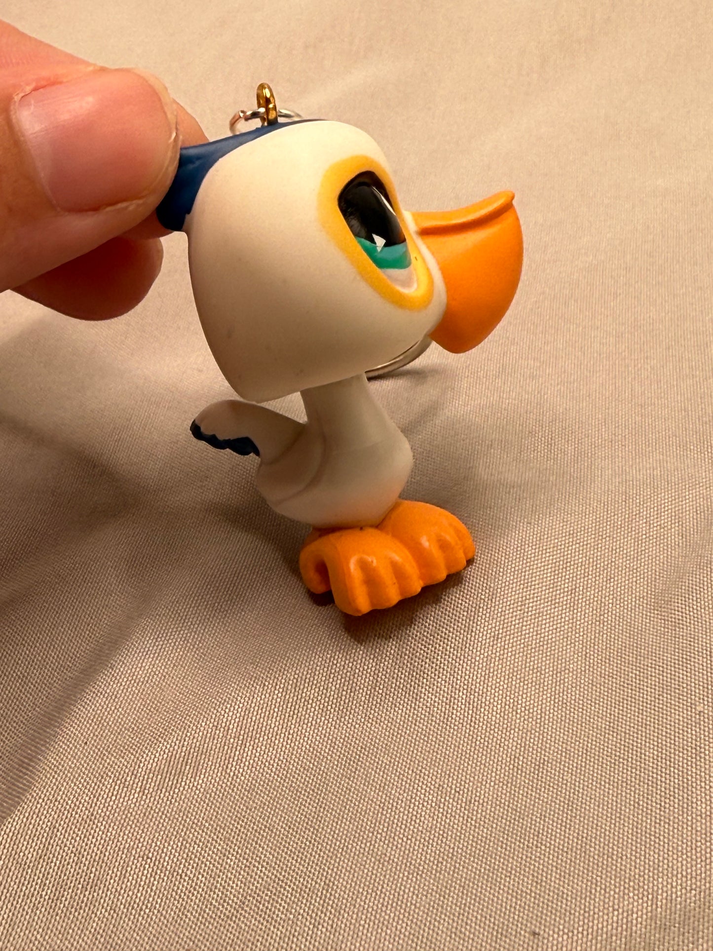 Seagull Bird Keychain | White Orange Beak Teal Eyes Blue Crest | Y2K Retro Toy Charm