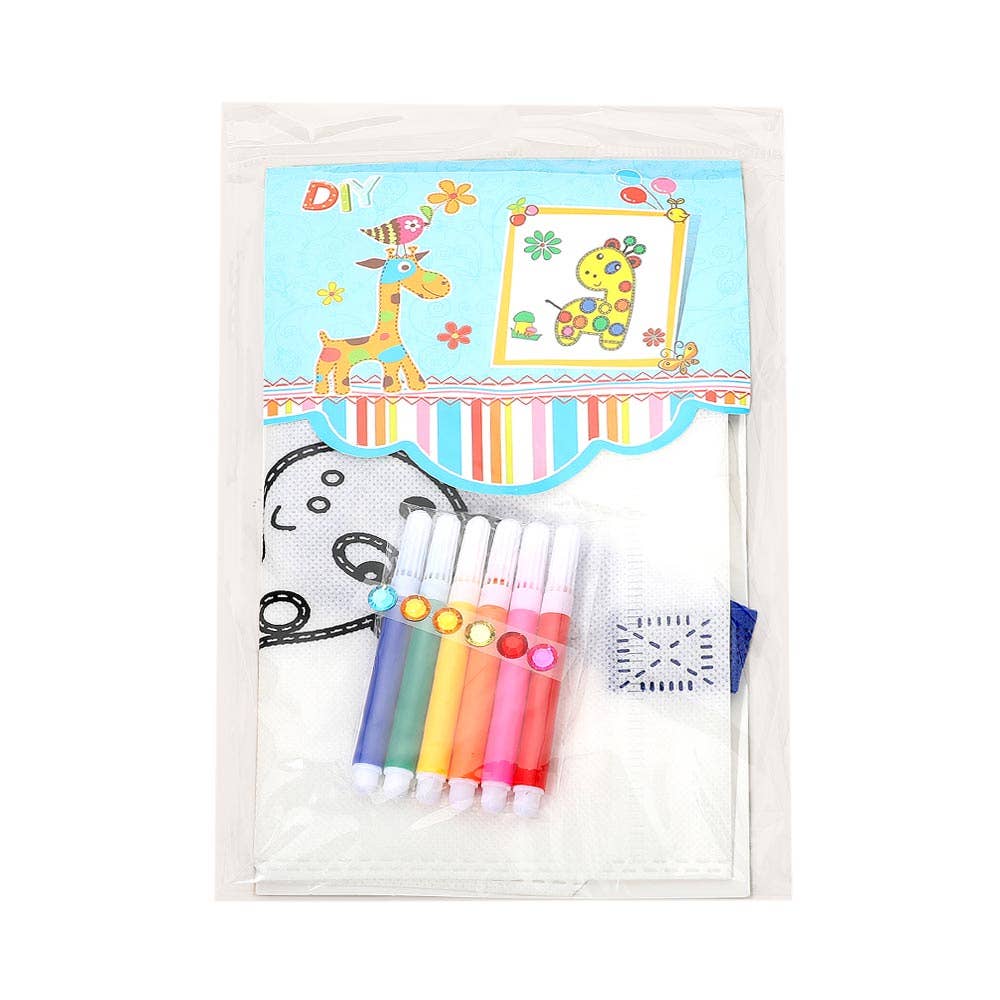 12PCS - Kids DIY Giraffe Graffiti Tote Bag Art Kit