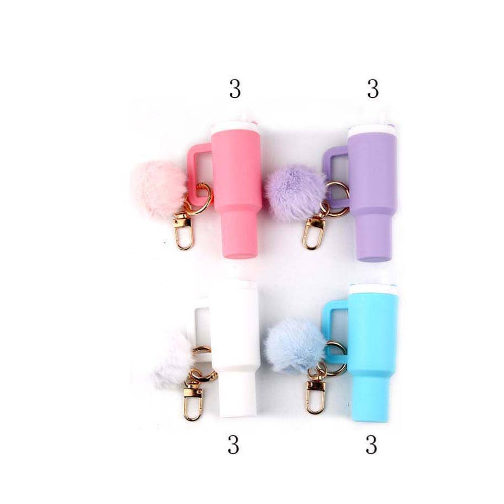 12PCS - Pom Pom Mini Tumbler Keychain Bag Charms
