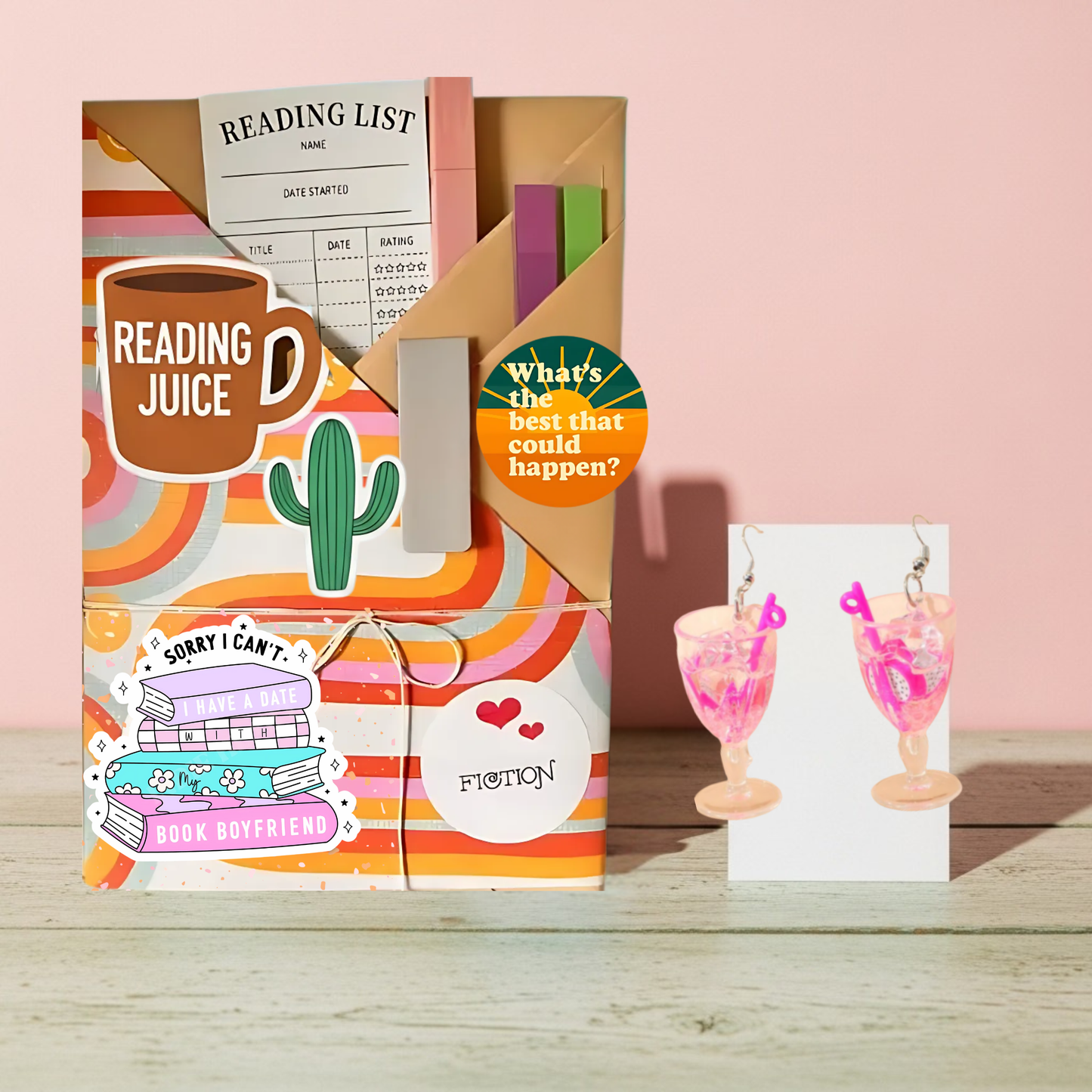 Blind Date Book & Earrings Gift Set – Wholesale Bestseller: Dice Tangerine Glow Earrings / Fiction