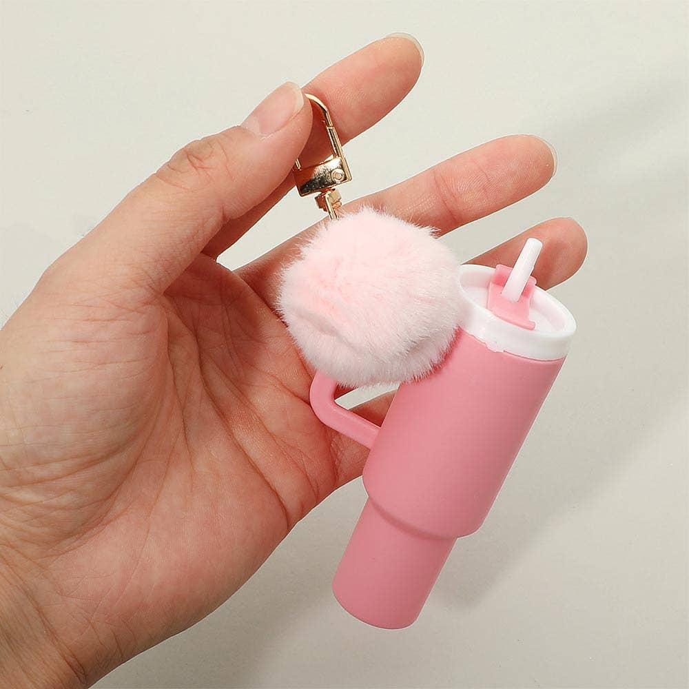 12PCS - Pom Pom Mini Tumbler Keychain Bag Charms