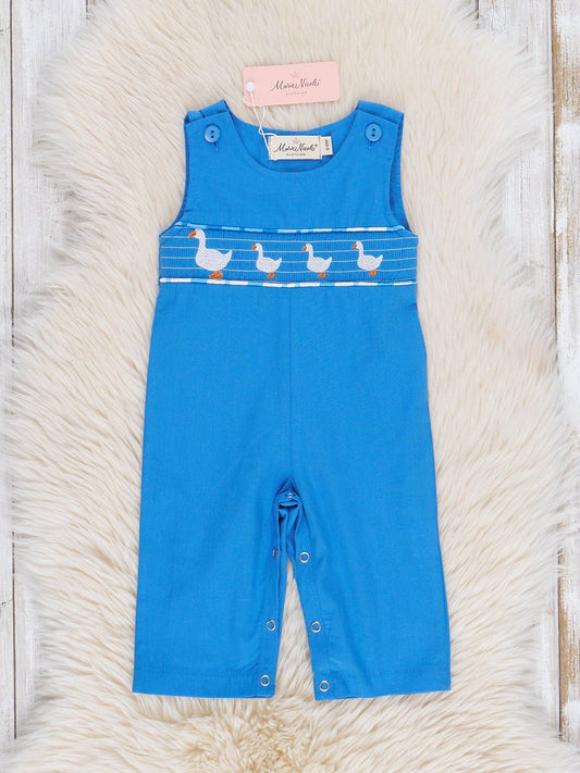 Darling Duckies Smocked Cotton Johnny: 12/18MOS