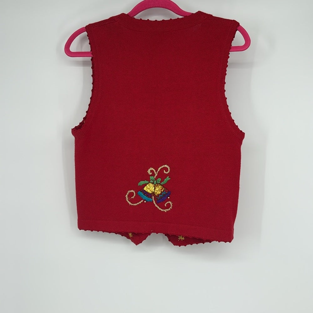 Vintage Nutcracker Christmas Sweater Vest Small Holiday Embroidered Beaded Sz S