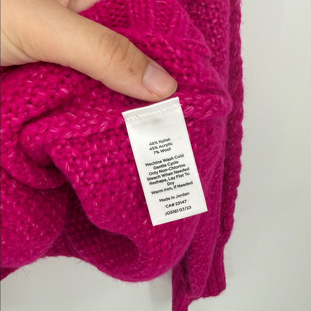 Talbots Hot Pink Barbie Pink Cable Knit Sweater Women's Size 3X Cozy Soft