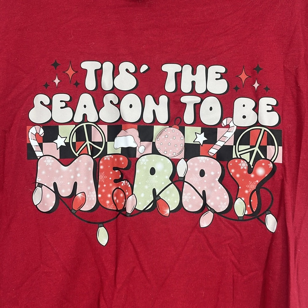 “Tis’ The Season To Be Merry” Christmas Graphic Tee Size M