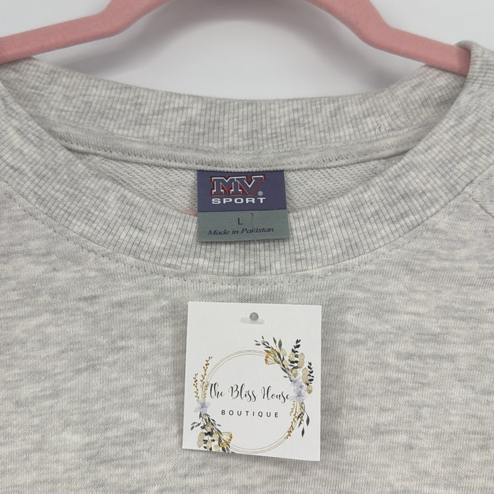 Peppermint Mocha Obsessed Christmas Top MV Sport Ash Grey Holiday Tee Sz L NWT