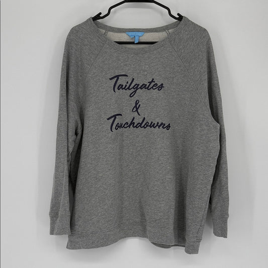 Draper James Tailgates & Touchdowns Sweatshirt Gray Graphic Pullover SZ 2X