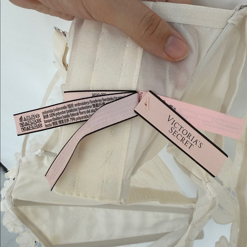 Victoria's Secret underwear with brand label on a white background