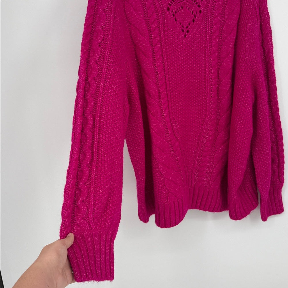 Talbots Hot Pink Barbie Pink Cable Knit Sweater Women's Size 3X Cozy Soft