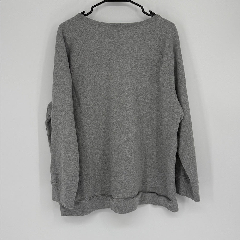 Draper James Tailgates & Touchdowns Sweatshirt Gray Graphic Pullover SZ 2X