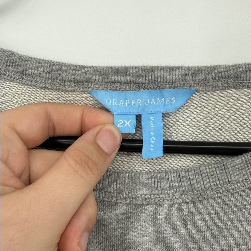 Draper James Tailgates & Touchdowns Sweatshirt Gray Graphic Pullover SZ 2X