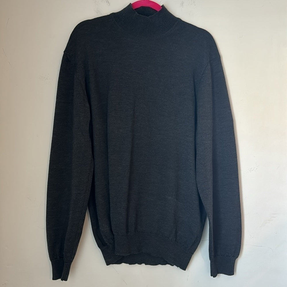 Grey turtleneck sweater on white background